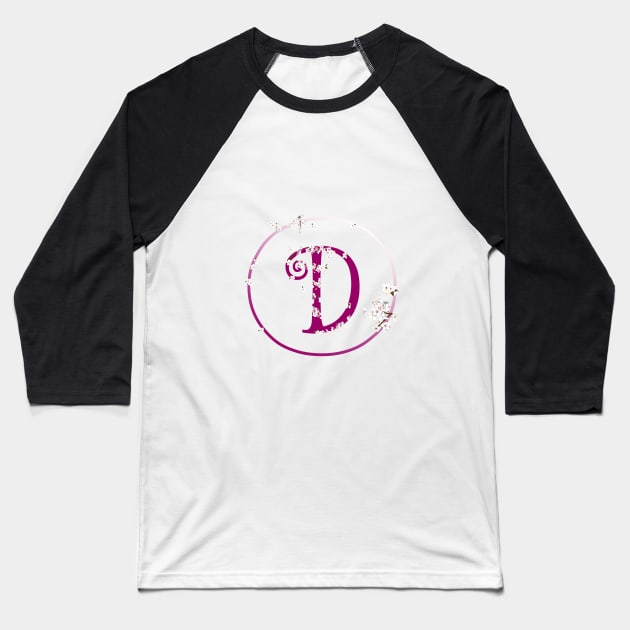 Monogram fairy flowers, letter D Baseball T-Shirt by Slownessi